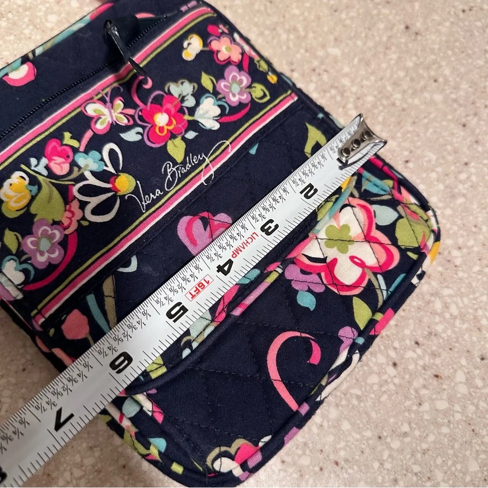 Vera Bradley Mini Hipster Navy Floral Quilted Crossbody in Ribbons Retired EUC